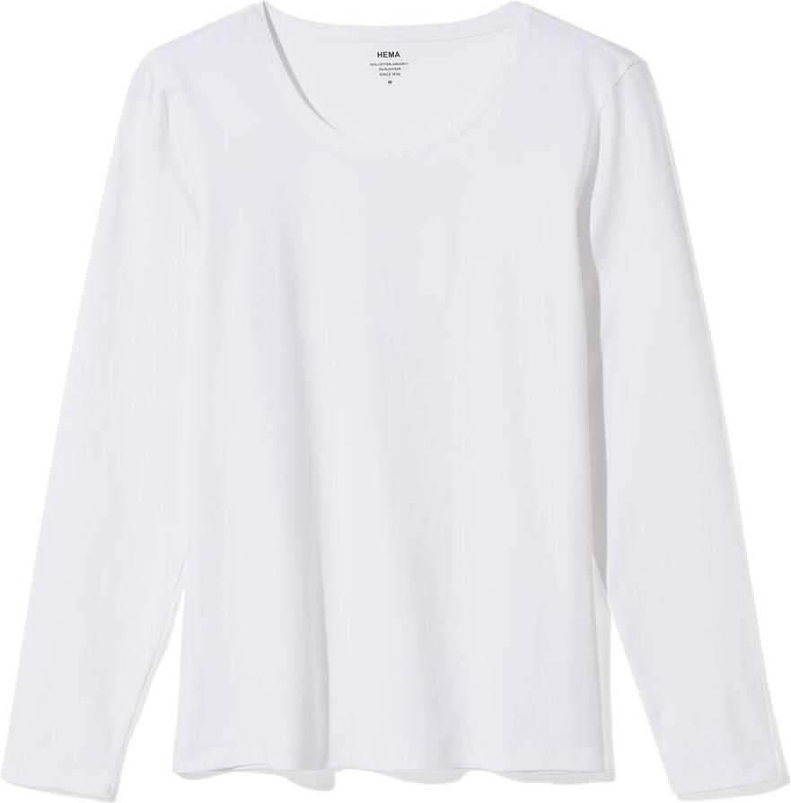 HEMA Dames T-shirt Slim Fit O-hals Wit (wit)