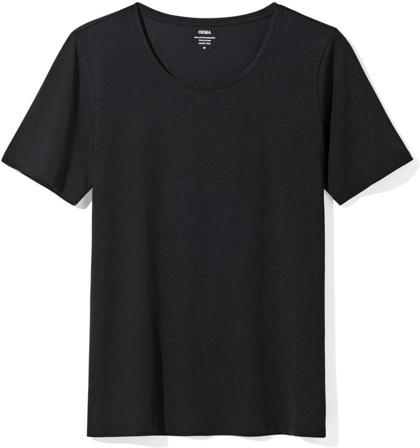 HEMA Dames T-shirt Slim Fit O-hals Zwart (zwart)