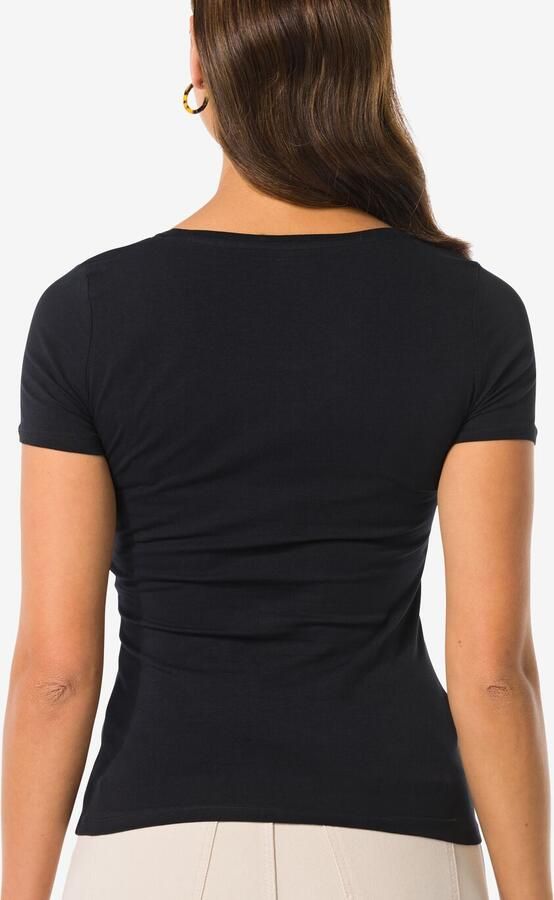 HEMA Dames T-shirt Slim Fit O-hals Zwart (zwart) - Foto 2