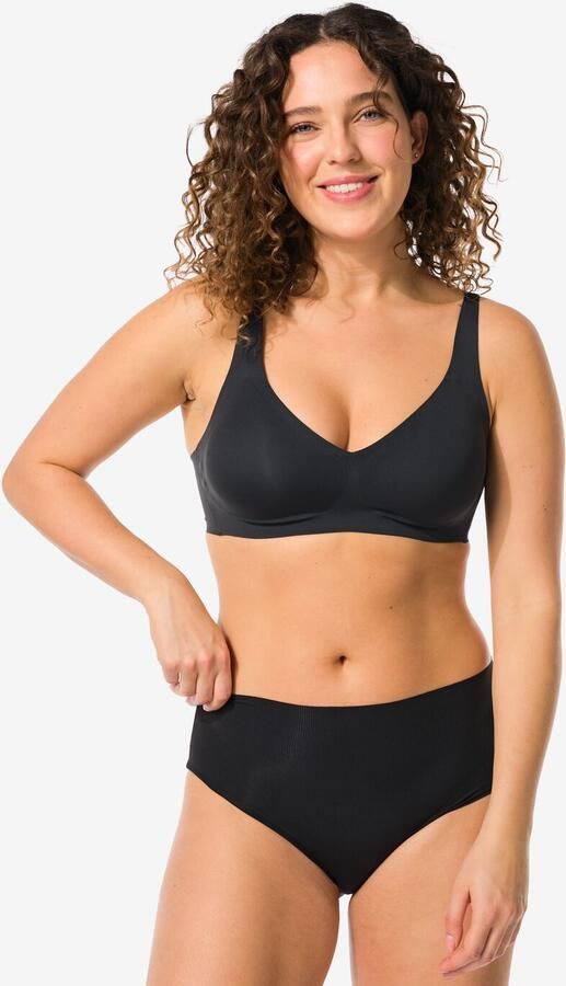 HEMA Dames Tailleslip Micro Rib Ultimate Comfort Zwart (zwart)