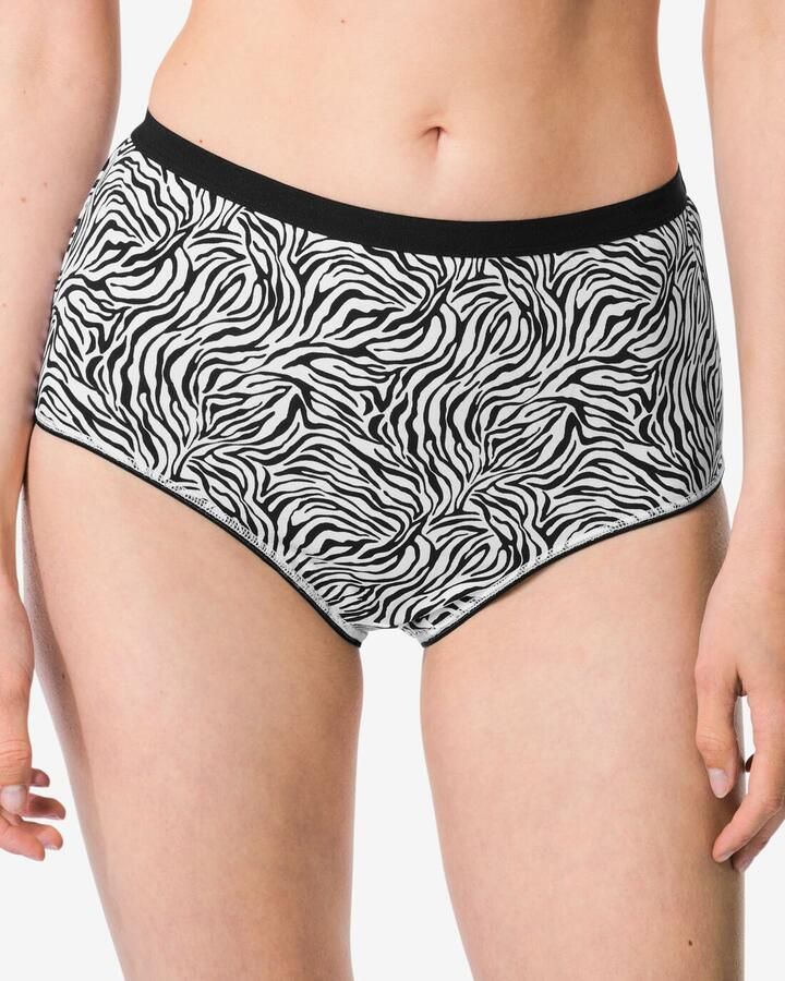 HEMA Dames Tailleslips Katoen Dier 2 Stuks Zwart wit (zwart wit)