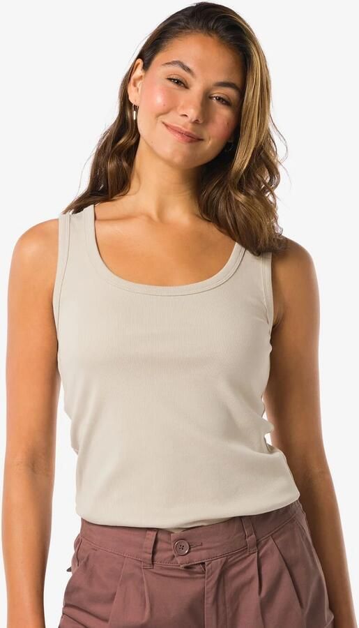 HEMA Dames Tanktop Anouk Rib Zand (zand) - Foto 2