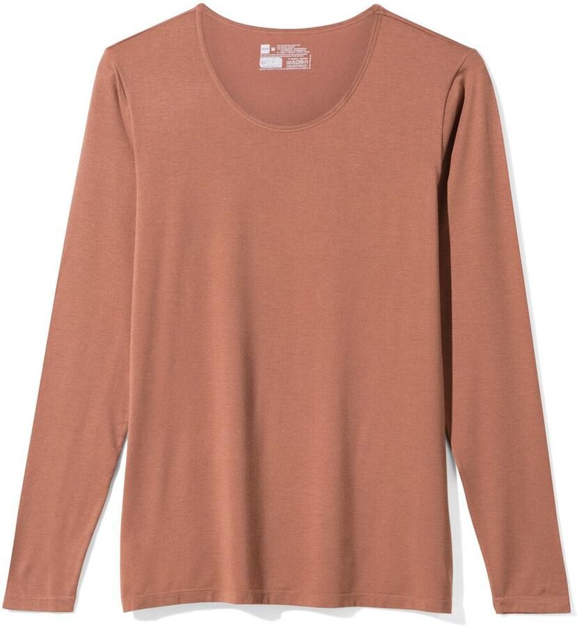 HEMA Dames Temptech T-shirt Lange Mouw Middenbruin (middenbruin)