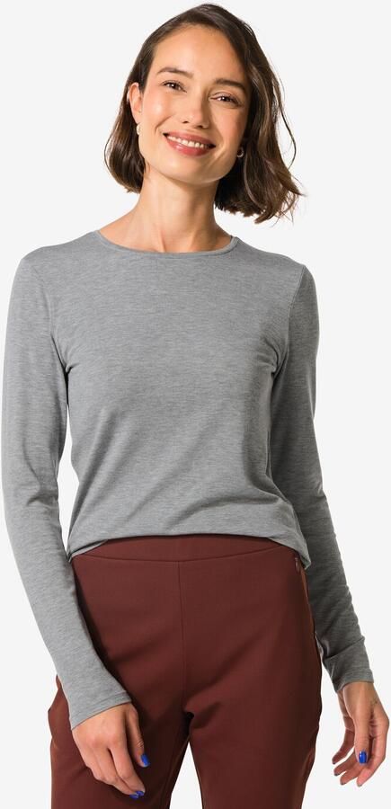 HEMA Dames Themo T-shirt Ronde Hals Grijs (grijs) - Foto 2