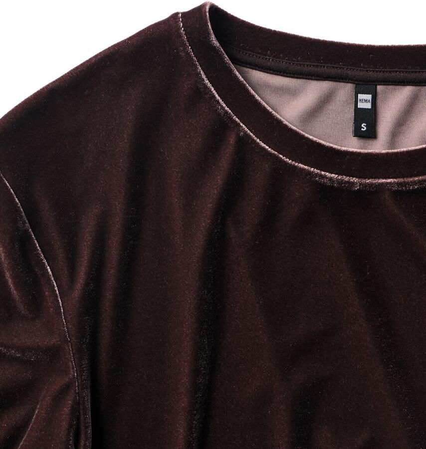 HEMA Dames Top Ovetta Velours Chocoladebruin - Foto 2