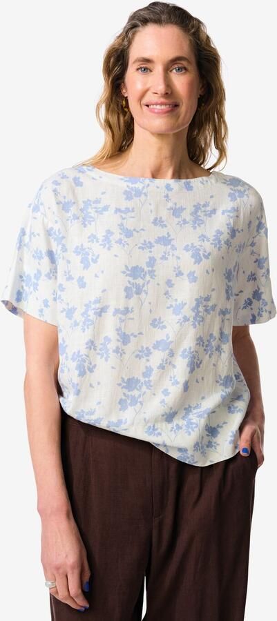 HEMA Dames Top Riley Bloemenprint Lichtblauw (lichtblauw)