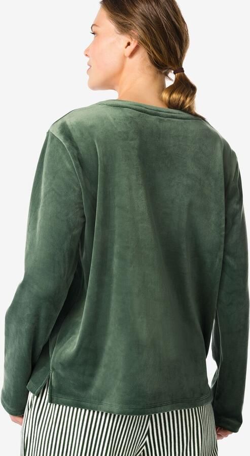 HEMA Dames Top Velours Donkergroen (donkergroen)
