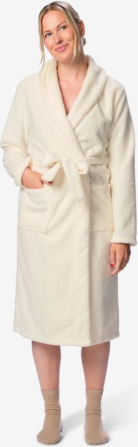 HEMA Damesbadjas Fleece Gebroken Wit (gebroken wit)