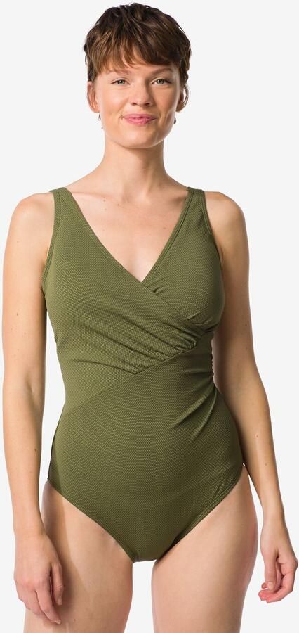 HEMA Damesbadpak Fiona Shaping Fit Structuur Groen (groen) - Foto 2