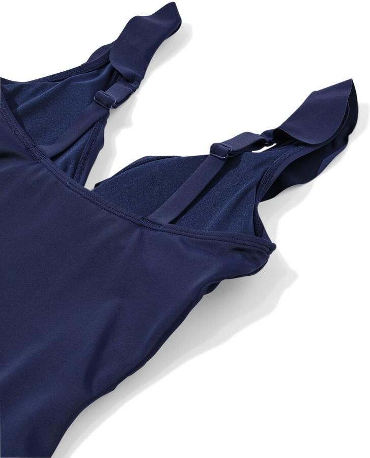 HEMA Damesbadpak Neva Shaping Fit Ruffle Donkerblauw (donkerblauw)