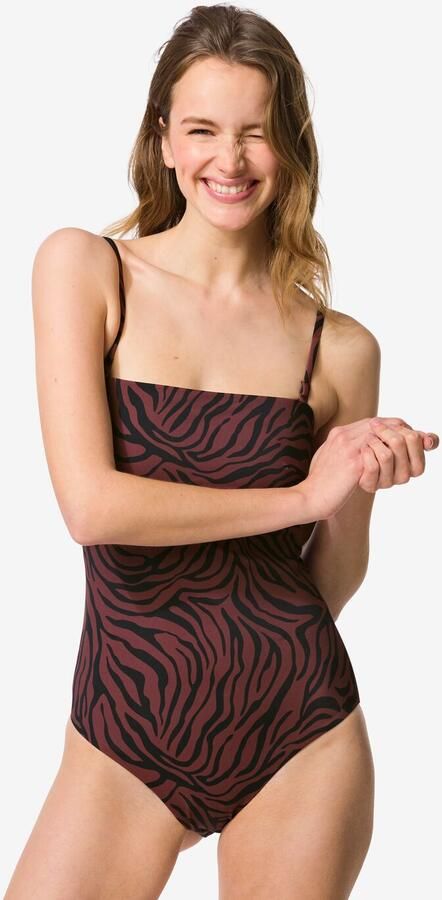 HEMA Damesbadpak Nina Zebra Chocoladebruin (chocoladebruin) - Foto 2