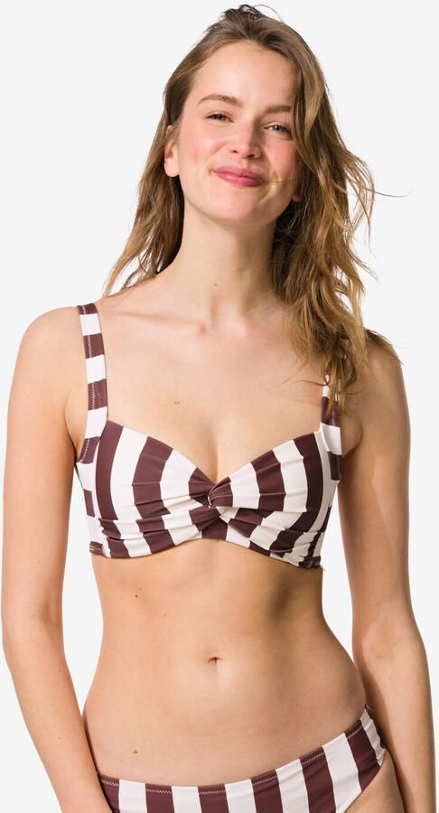 HEMA Damesbikinitop Anette Blokstrepen Bruin (bruin) - Foto 2
