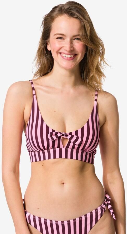 HEMA Damesbikinitop Lara Triangel Strepen Roze (roze) - Foto 2