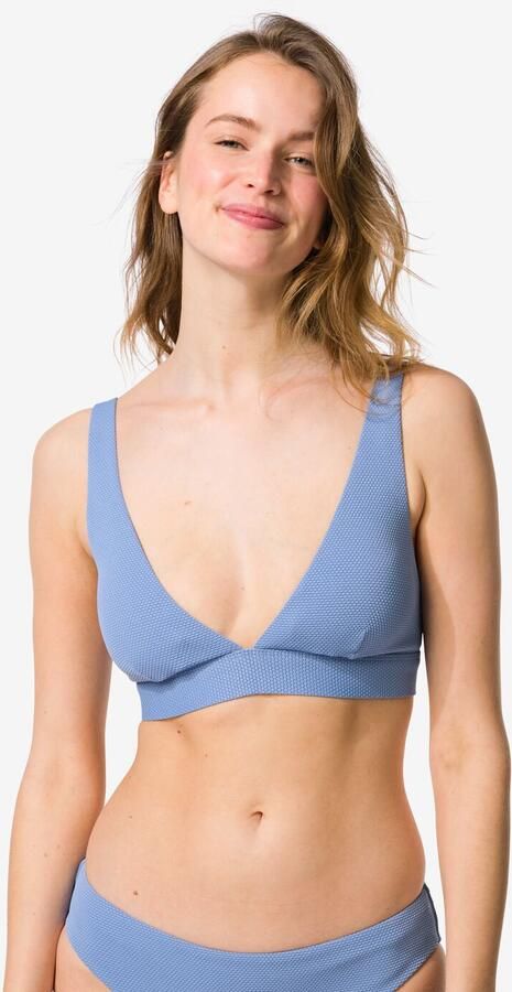 HEMA Damesbikinitop Liv Triangel Structuur Lichtblauw (lichtblauw) - Foto 2