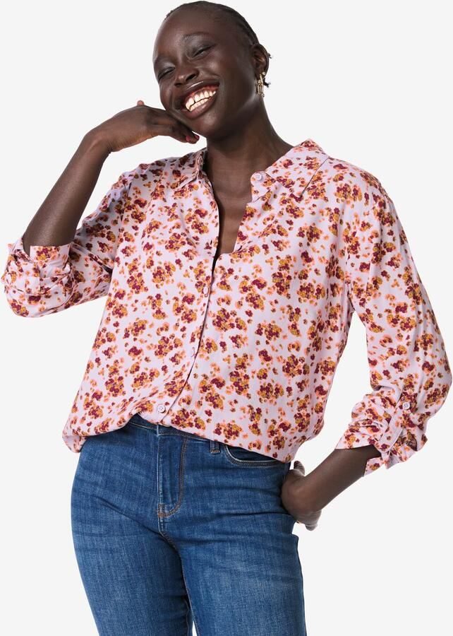 HEMA Damesblouse Bobbie Bloemen Lila (lila)