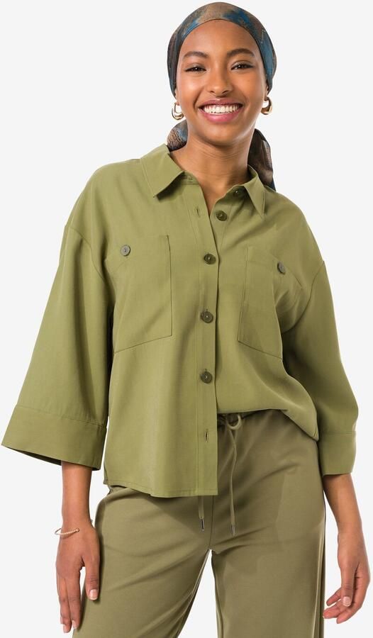 HEMA Damesblouse Dora Boxy Fit Olijf (olijf) - Foto 2