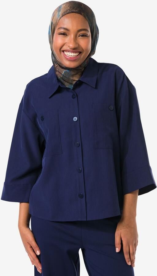 HEMA Damesblouse Dora Donkerblauw (donkerblauw)