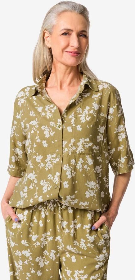 HEMA Damesblouse Lizzy Bloemen Groen (groen)