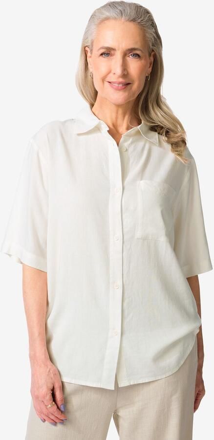 HEMA Damesblouse Lizzy Met Linnen Wit (wit) - Foto 4