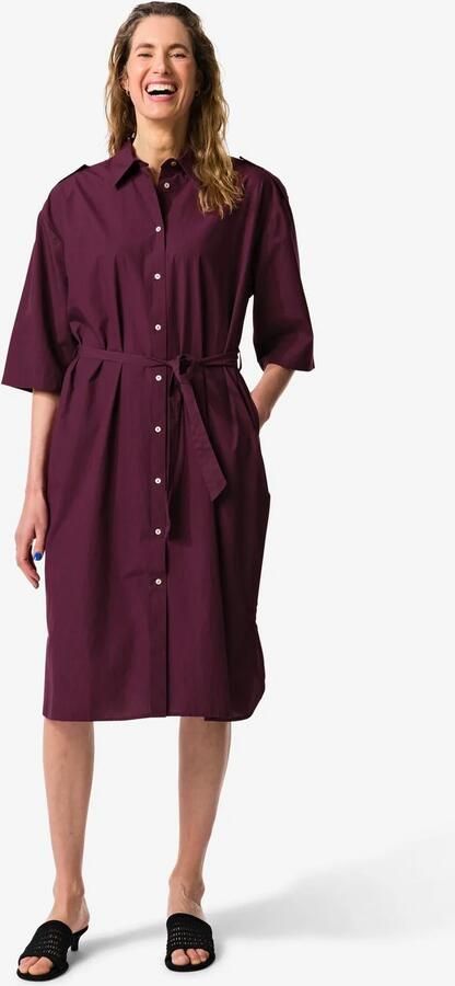 HEMA Damesblousejurk Daisy Relaxed Fit Bordeauxrood (bordeauxrood) - Foto 2