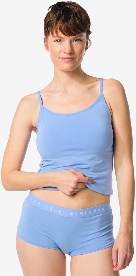 HEMA Damesboxer Katoen Everyday Tailleband Blauw (blauw)