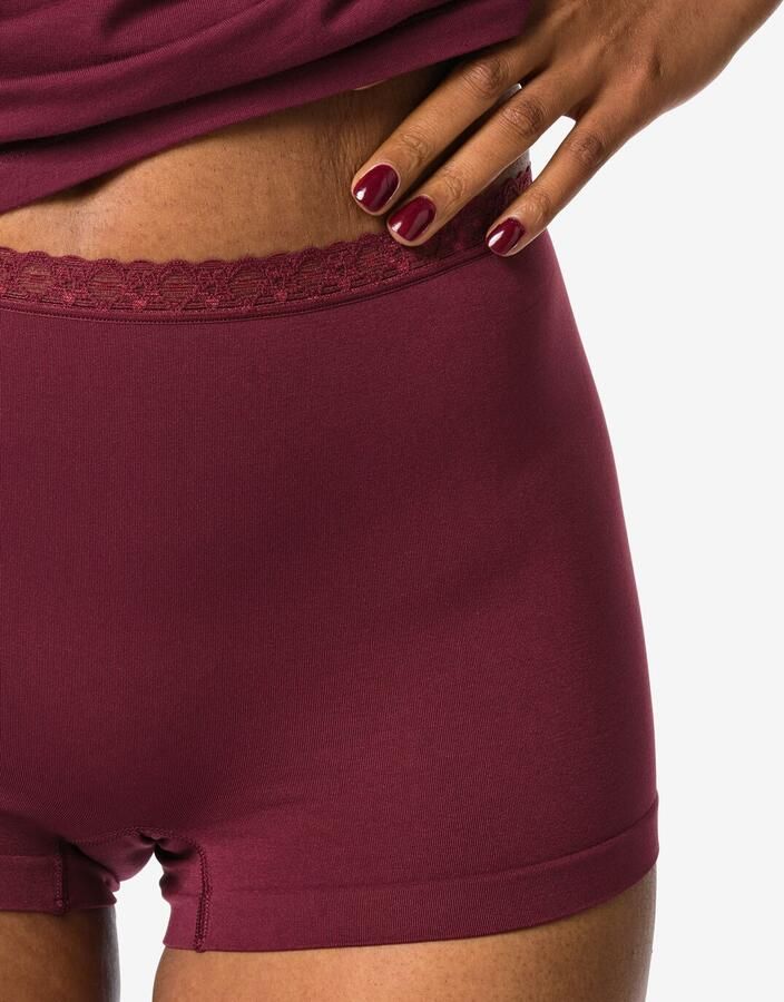 HEMA Damesboxer Naadloos Micro Met Kant Bordeauxrood (bordeauxrood)
