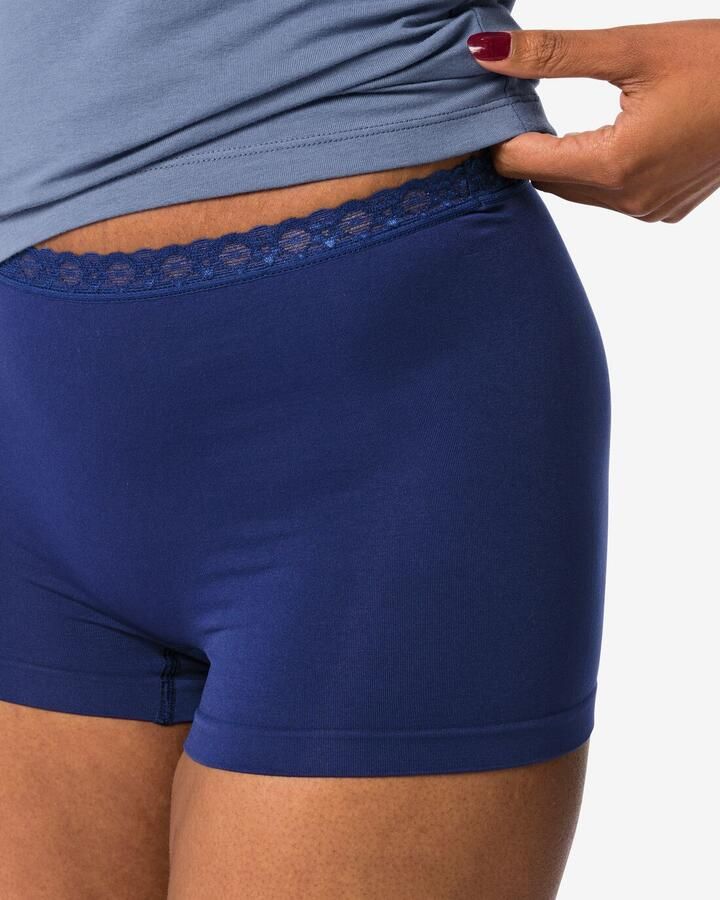 HEMA Damesboxer Naadloos Micro Met Kant Donkerblauw (donkerblauw)