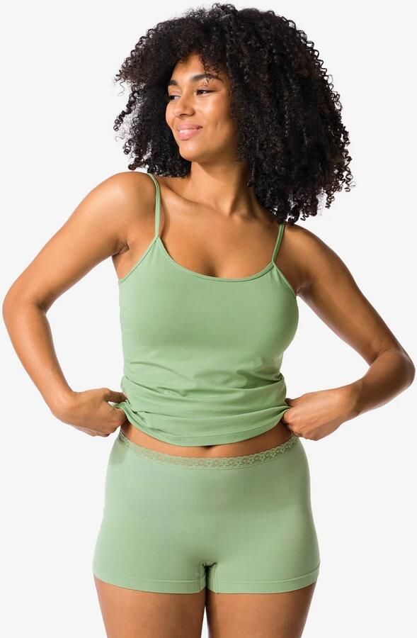 HEMA Damesboxer Naadloos Micro Met Kant Groen (groen)