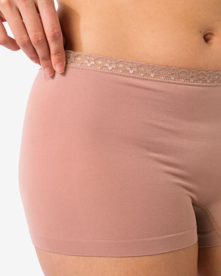 HEMA Damesboxer Naadloos Micro Met Kant Lichtbruin (lichtbruin) - Foto 2