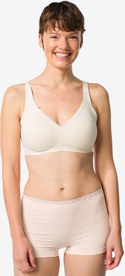 HEMA Damesboxer Naadloos Micro Met Kant Naturel (naturel)