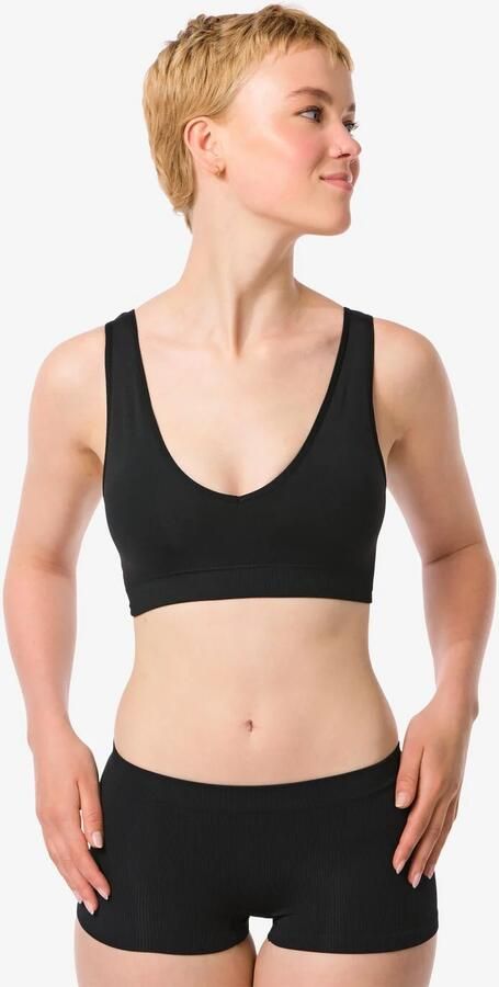 HEMA Damesboxer Naadloos Rib Zwart (zwart)