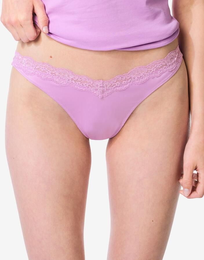 HEMA Damesbrazilian Hoge Beenuitsnede Micro Met Kant Violet Paars (violet paars) - Foto 2