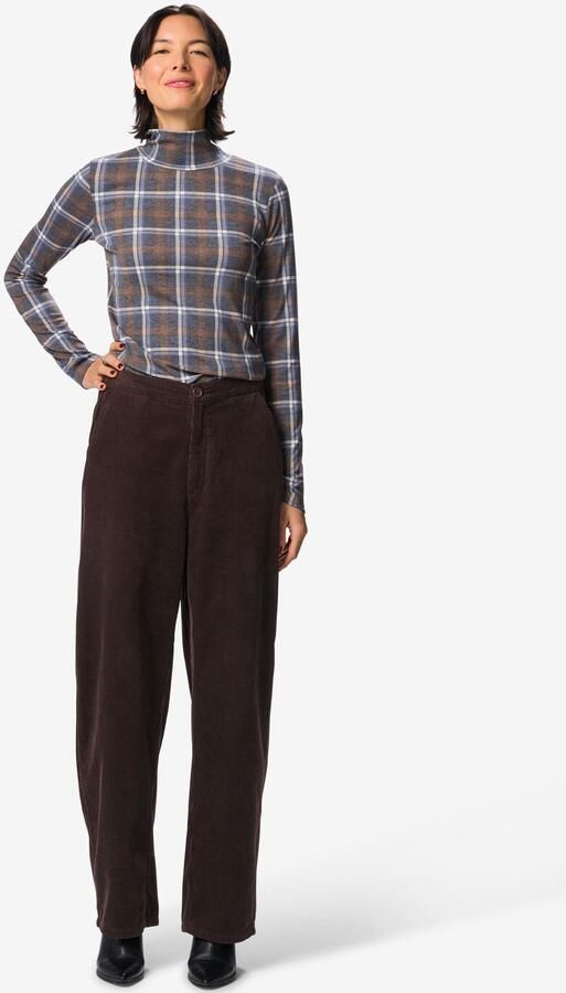 HEMA Damesbroek Bodi Wide Leg Rib Bruin