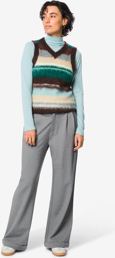 HEMA Damesbroek Devin Wide Fit Jersey Middengrijs