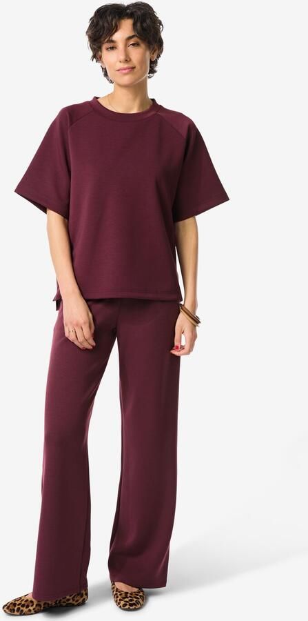 HEMA Damesbroek Elly Regular Fit Jersey Bordeauxrood (bordeauxrood)