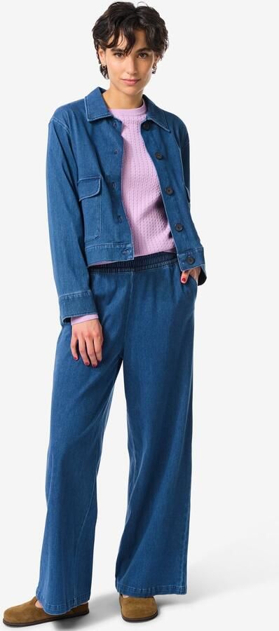 HEMA Damesbroek Eveline Denim Regular Fit Middenblauw (middenblauw)
