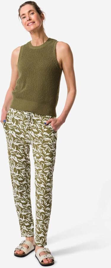 HEMA Damesbroek Mila Regular Fit Bladeren Groen (groen)