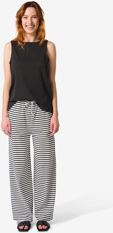 HEMA Damesbroek Noel Wide Leg Strepen Zwart (zwart)
