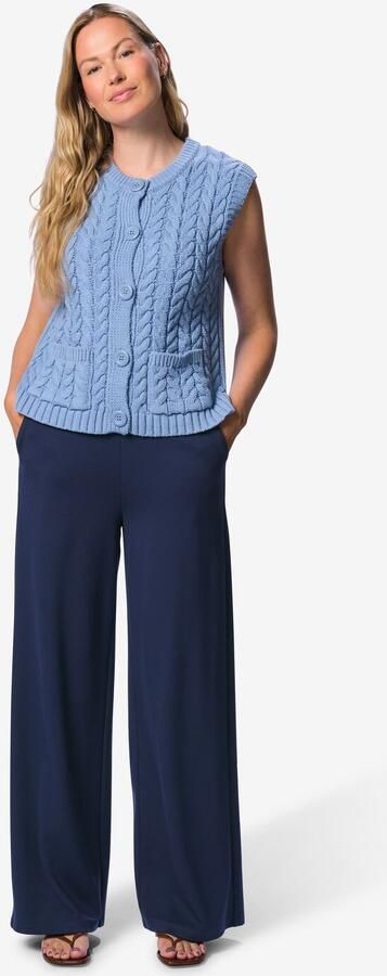 HEMA Damesbroek Odette Wide Leg Regular Fit Jersey Donkerblauw (donkerblauw)
