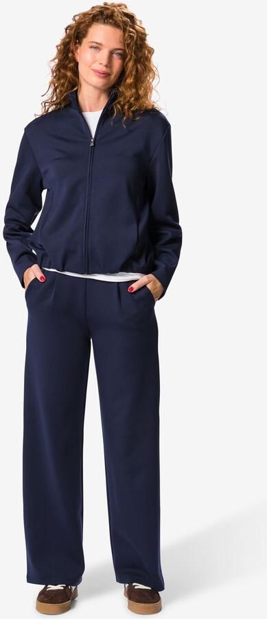 HEMA Damesbroek Regular Fit Jersey Donkerblauw (donkerblauw)