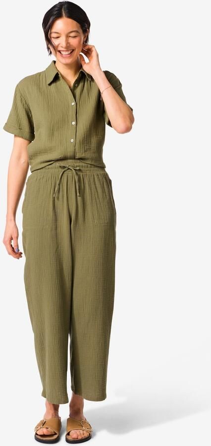 HEMA Damesbroek Regular Fit Mousseline Groen (groen)