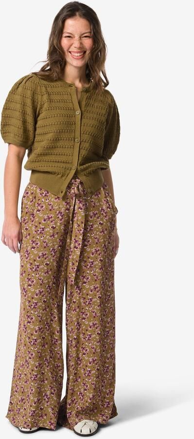HEMA Damesbroek Remmy Wide Fit Bloemen Groen (groen)