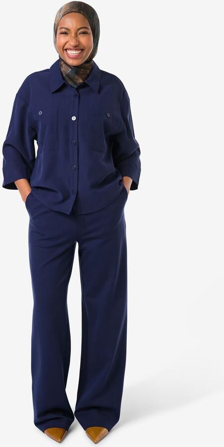 HEMA Damesbroek Wendy Wide Leg Donkerblauw (donkerblauw)