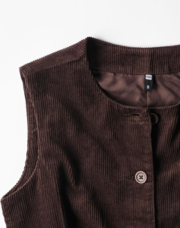 HEMA Damesgilet Bodi Rib Bruin - Foto 2