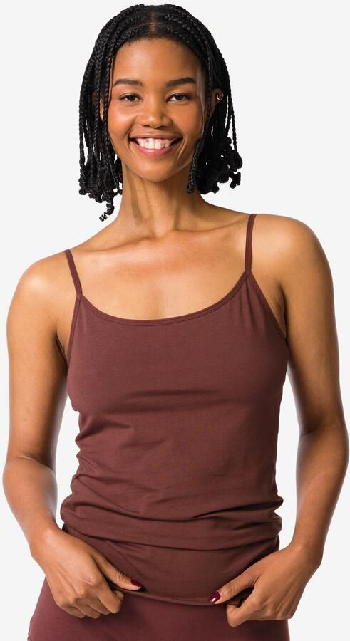 HEMA Dameshemd Katoen Spaghettibandjes Donkerbruin (donkerbruin) - Foto 2