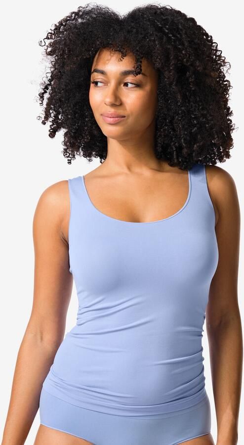 HEMA Dameshemd Naadloos Micro Blauw (blauw)