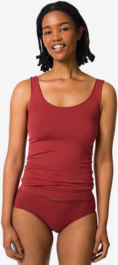 HEMA Dameshemd Naadloos Micro Brede Schouderbandjes Donkerrood (donkerrood) - Foto 2