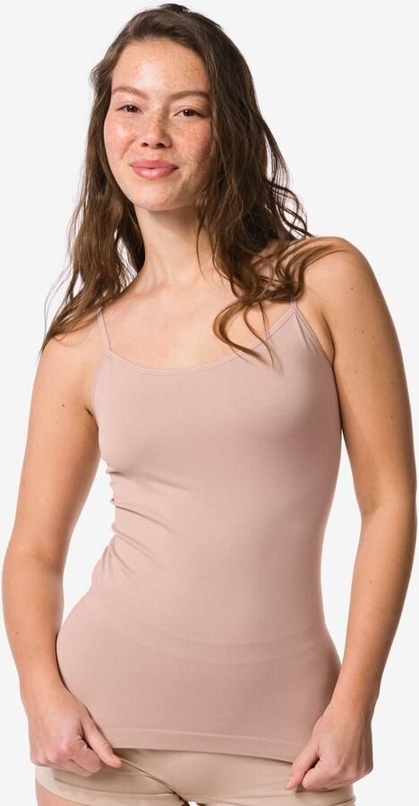 HEMA Dameshemd Naadloos Micro Spaghettibandjes Beige (beige)