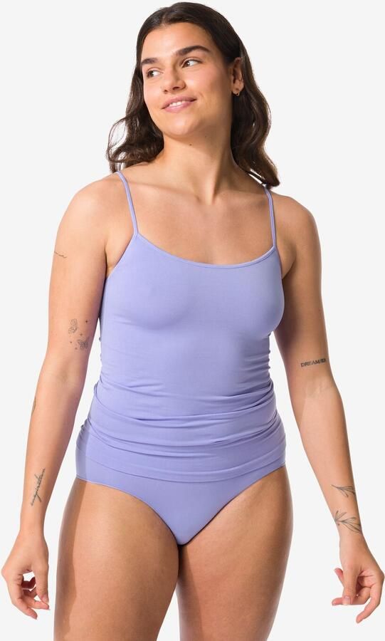 HEMA Dameshemd Naadloos Micro Spaghettibandjes Blauw (blauw)