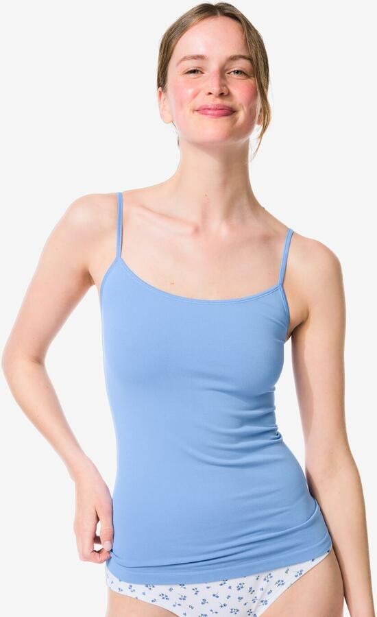 HEMA Dameshemd Naadloos Micro Spaghettibandjes Blauw (blauw) - Foto 4